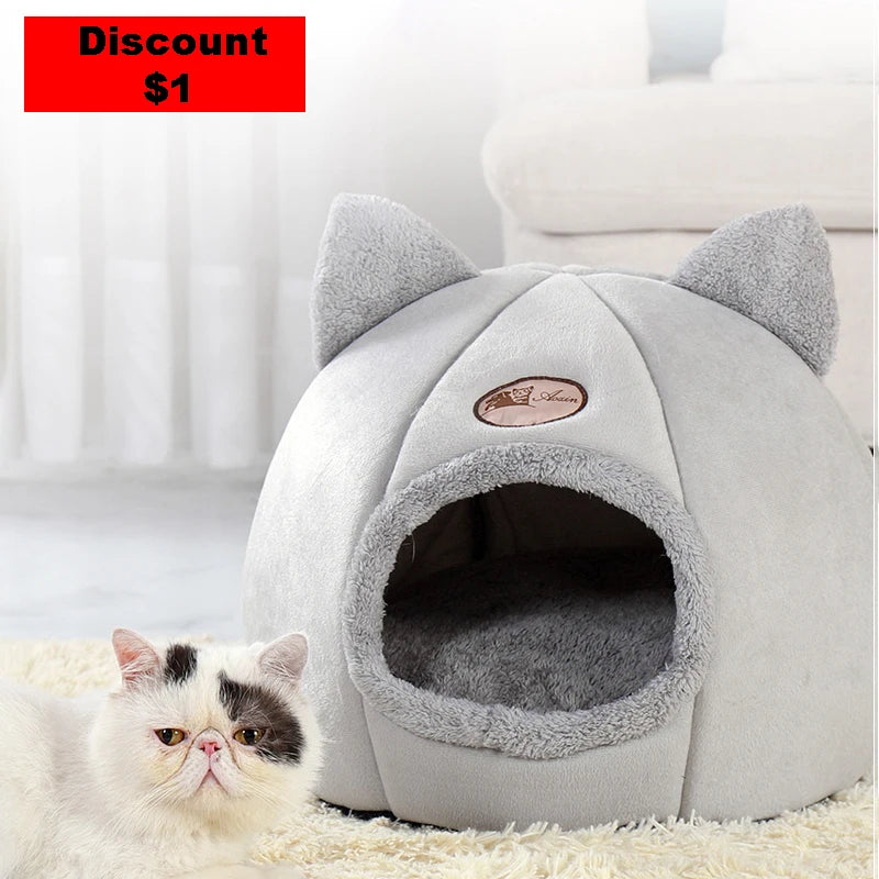 Cozy Cat Cave Bed House – Soft Winter Pet Nest