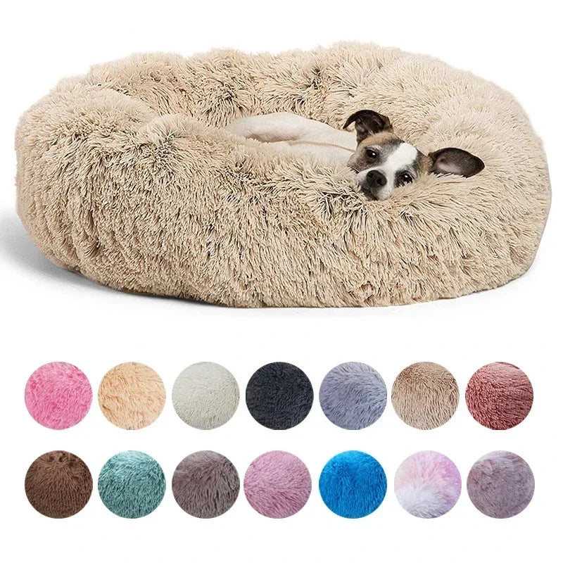 Round Plush Pet Bed For Dogs And Cats – Warm & Non-Slip