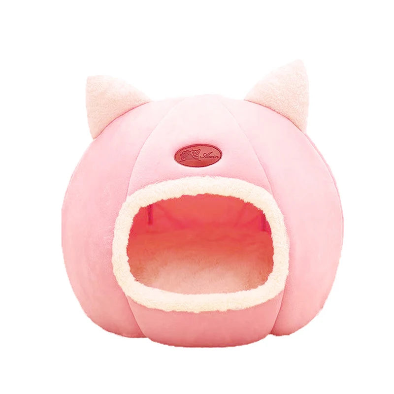 Pink  bed Color Cozy Cat Cave Bed House – Soft Winter Pet Nest