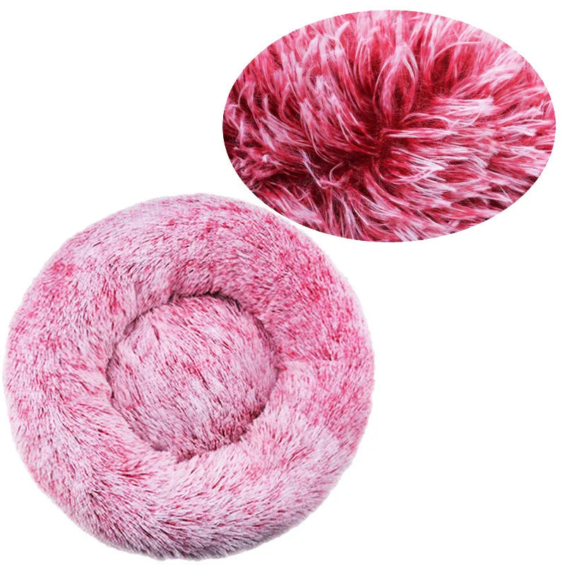 Gradient rose Color Round Plush Pet Bed For Dogs And Cats – Warm & Non-Slip