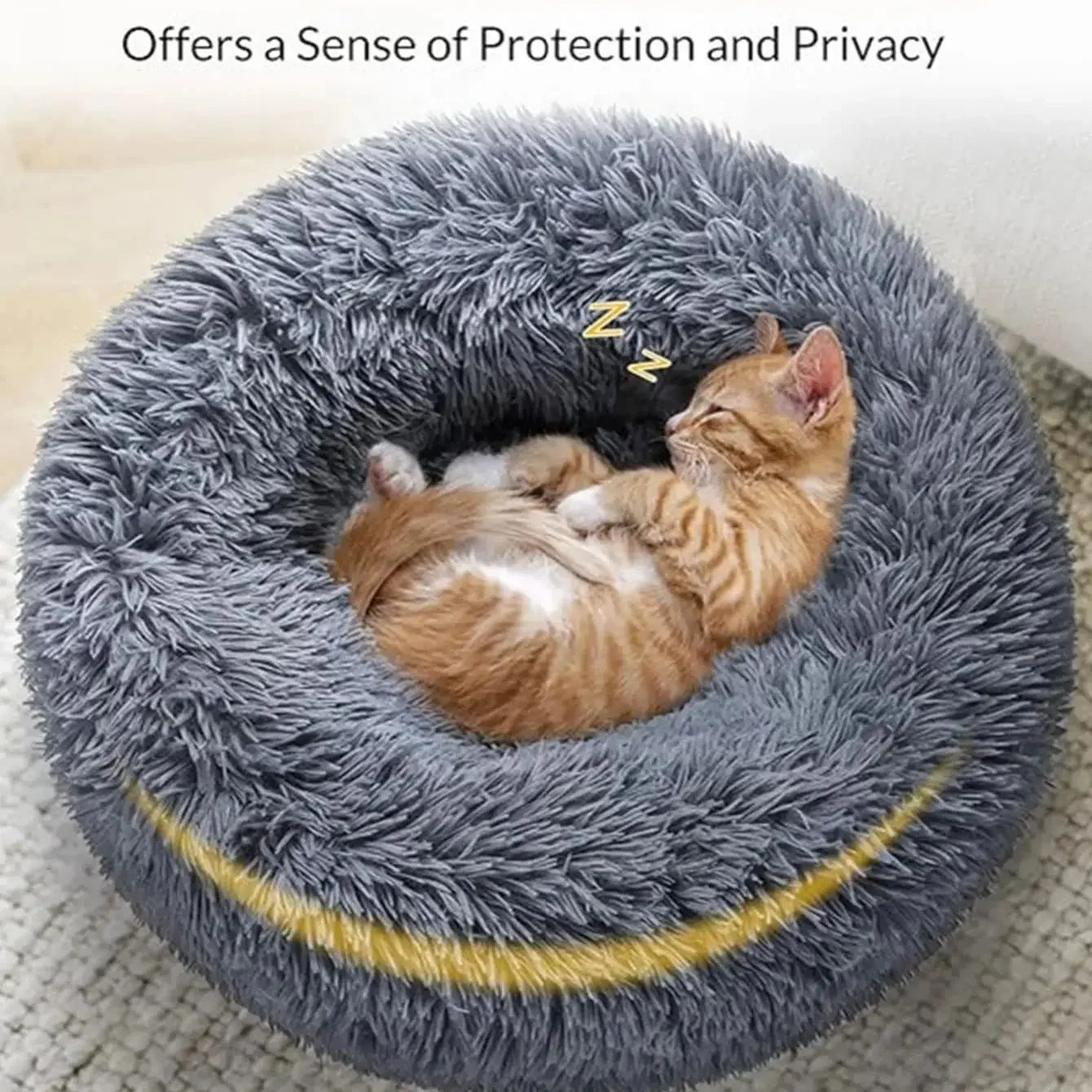 Round Plush Pet Bed For Dogs And Cats – Warm & Non-Slip